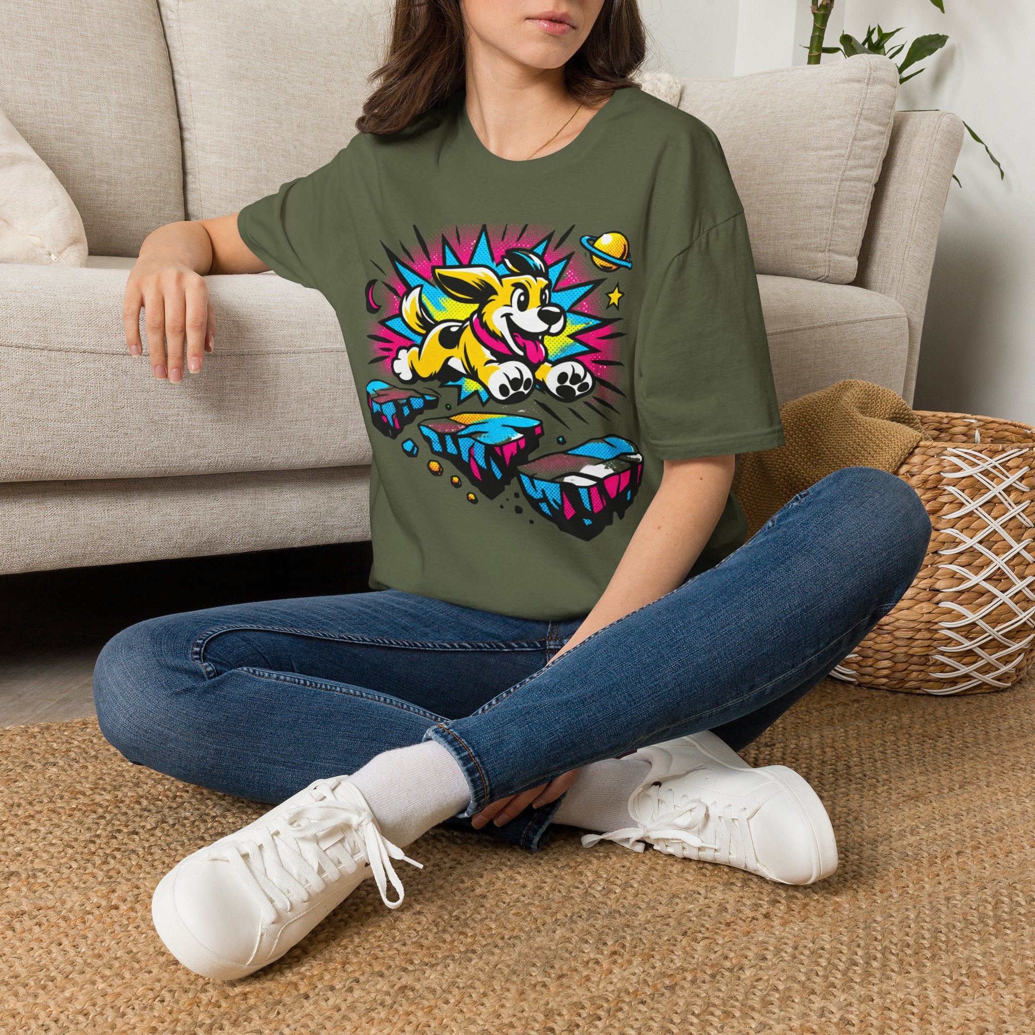 Neon Adventure Dog T-Shirt