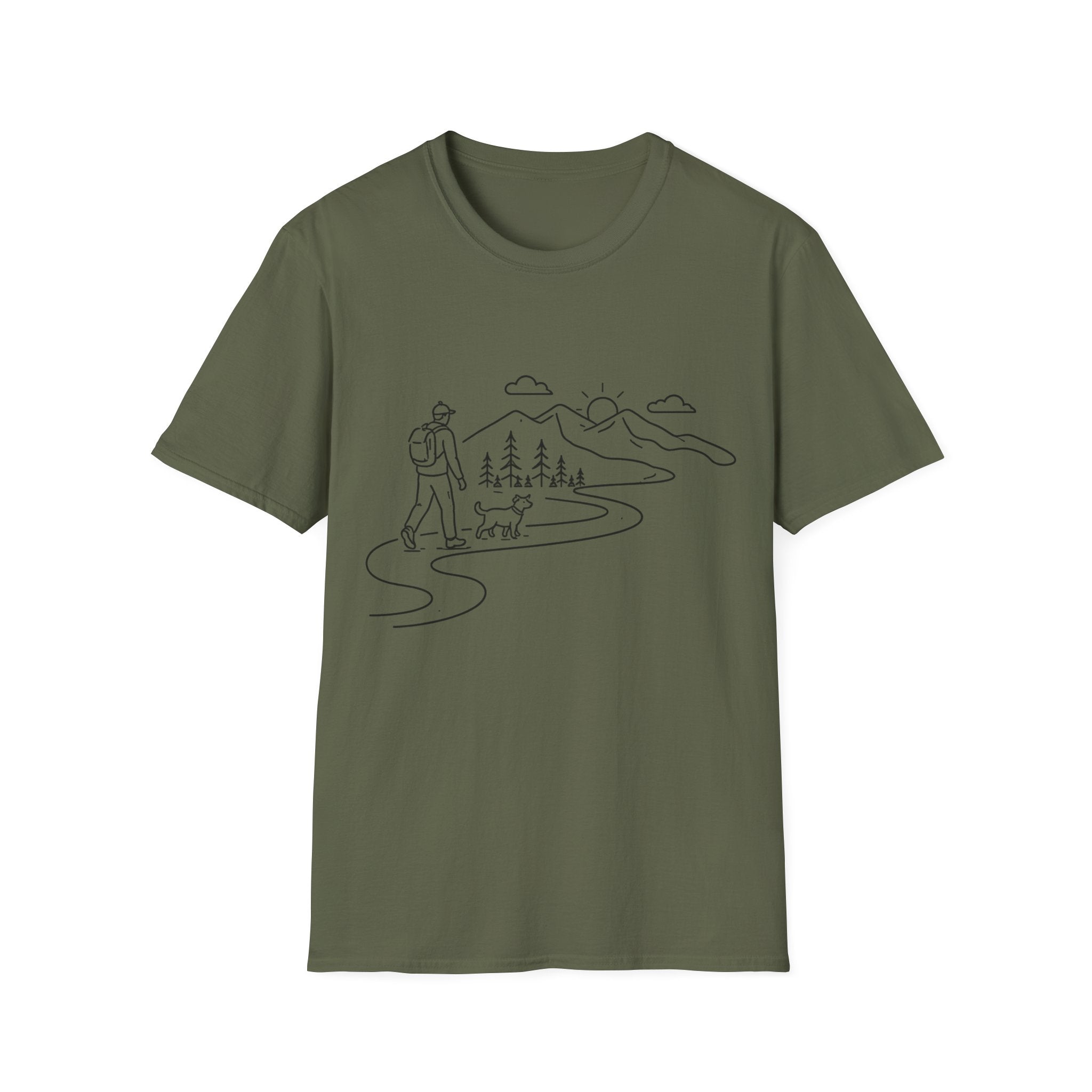 Hiker and Dog Mountain Path T-Shirt