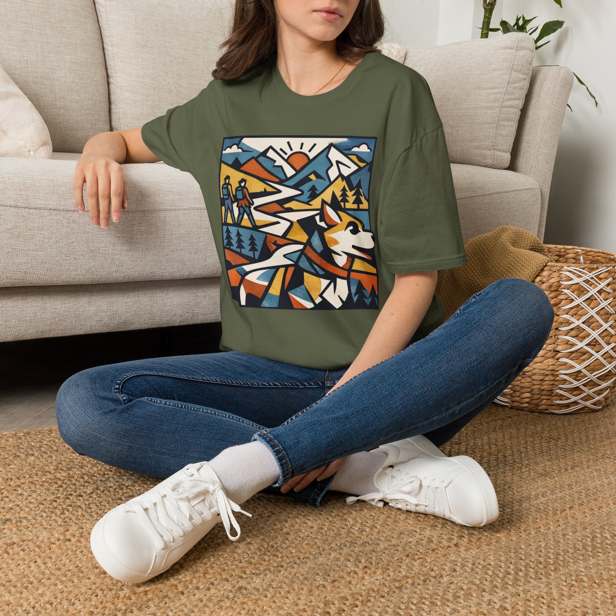 Geometric Mountain Dog T-Shirt